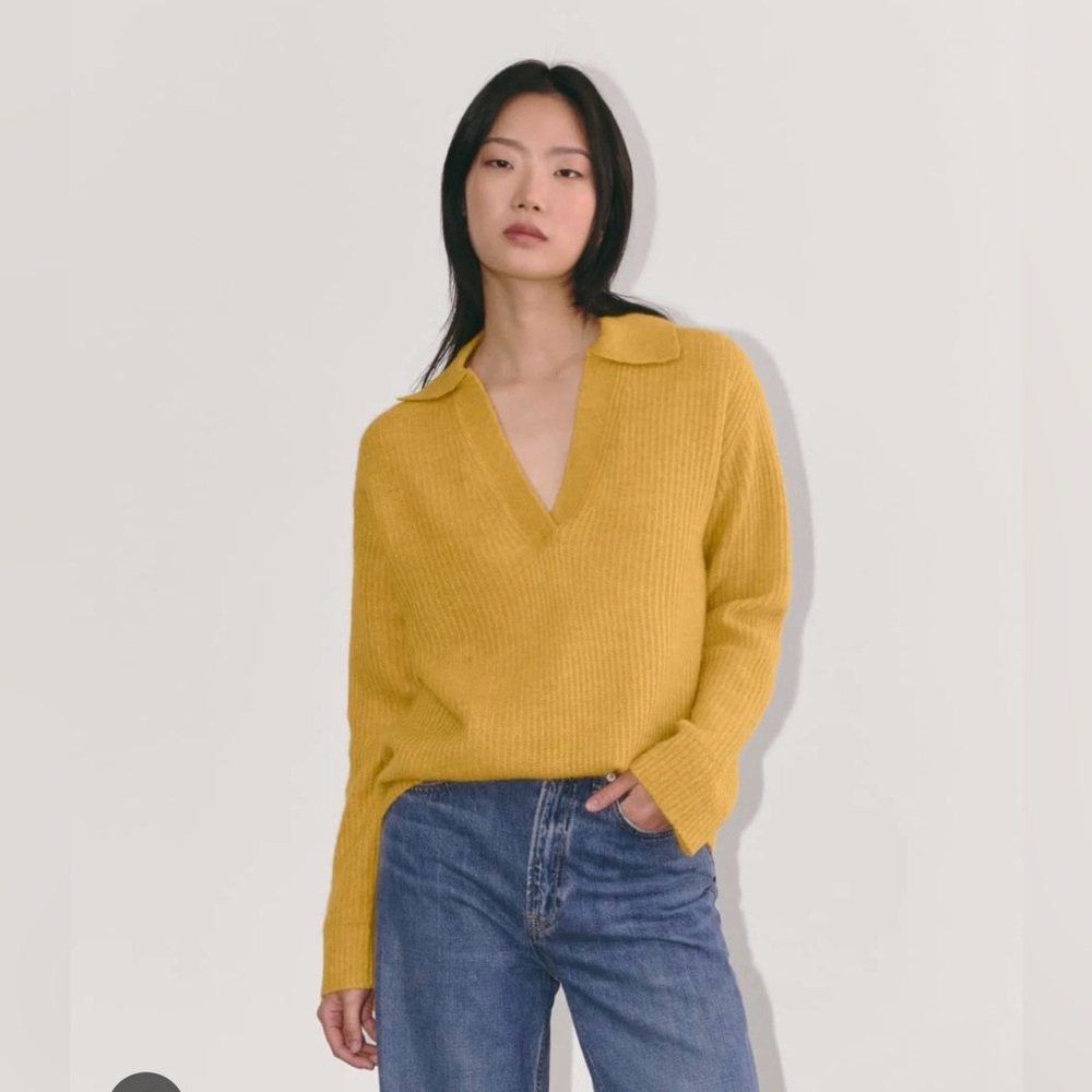 Everlane Oversized Polo in Alpaca - Golden Yellow Small